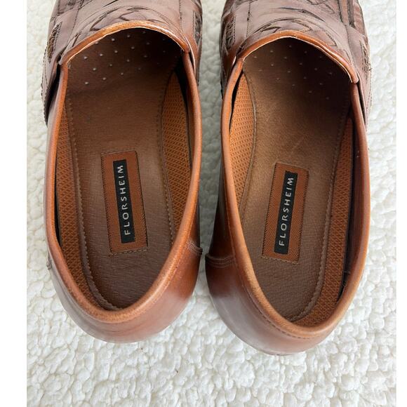 Florsheim Loafers Brown Leather Rattan Slip On Size 10.5 D 11242 - Picture 8 of 9